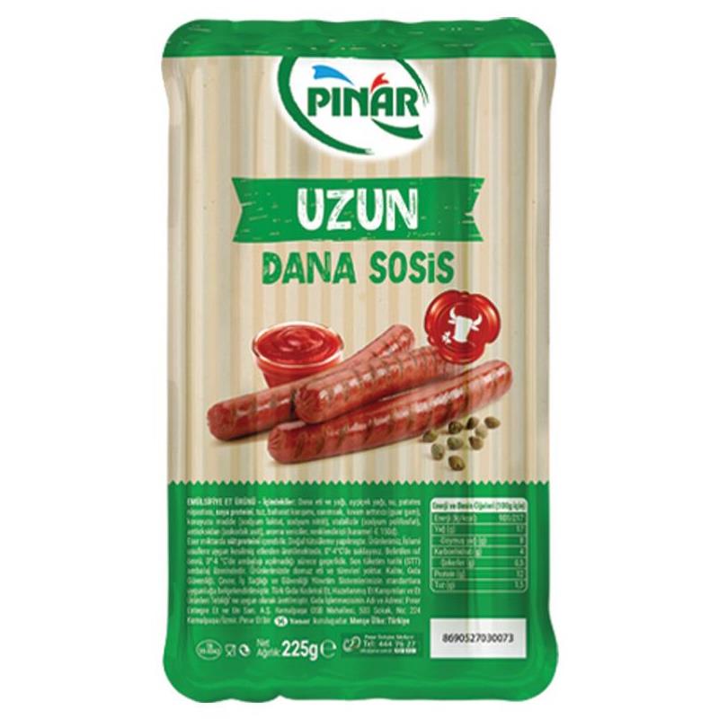 Pınar Sosis 225g Uzun Soyulmuş