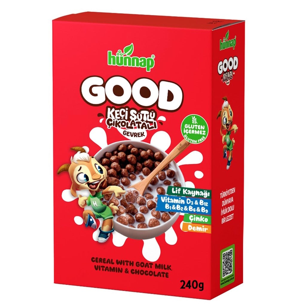 Hünnap Good Keçi Sütlü Çikolatalı Kahvaltılık Gevrek 400g Glutensiz
