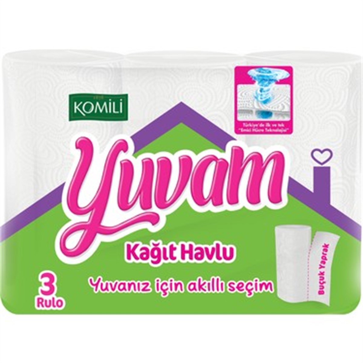 KOMILI YUVAM KAGIT HAVLU 3 LÜ 1*8