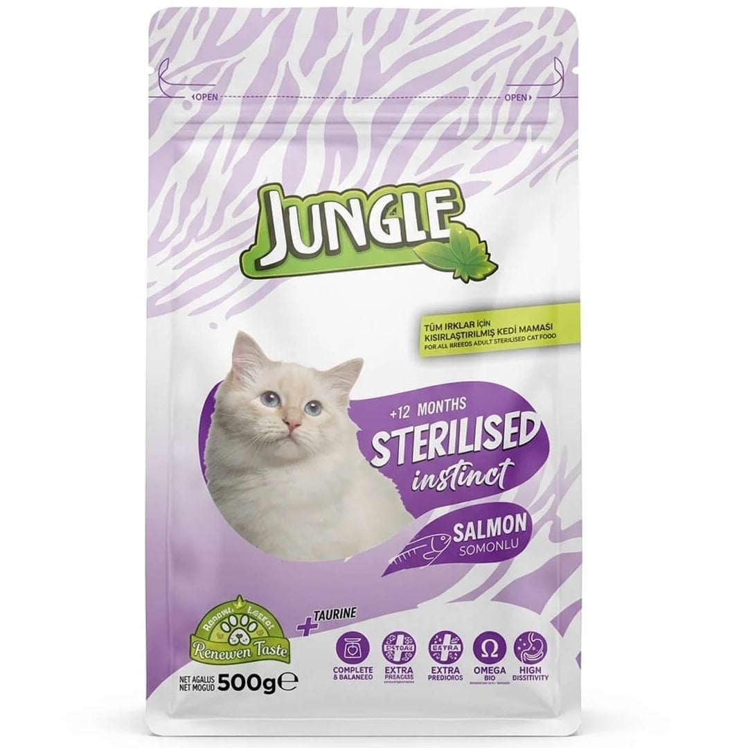 Jungle Somonlu Kısırlaştırılmış Kedi Maması 500g