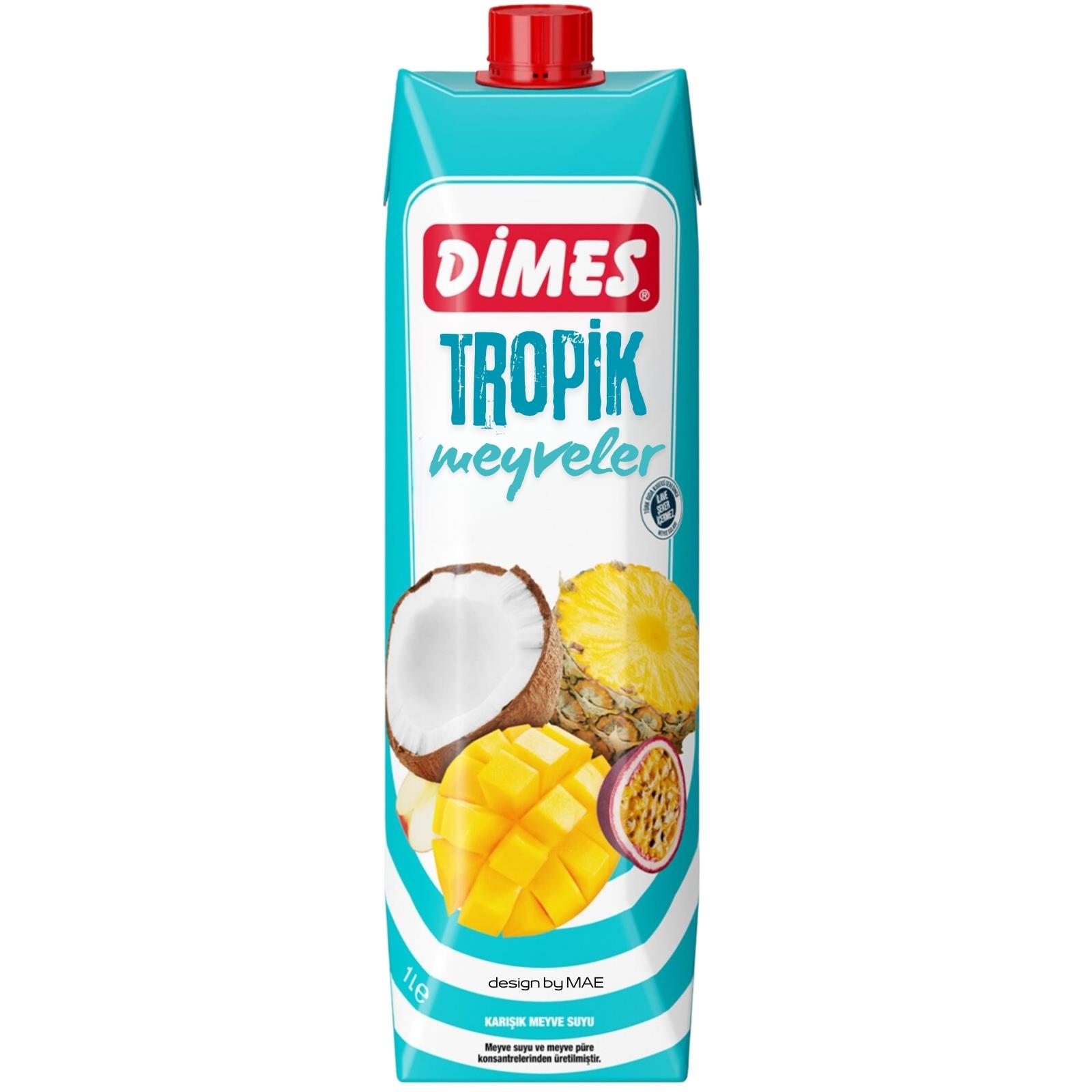 Dimes %100 Meyve Suyu 1L Tropik Meyveler ve Elma