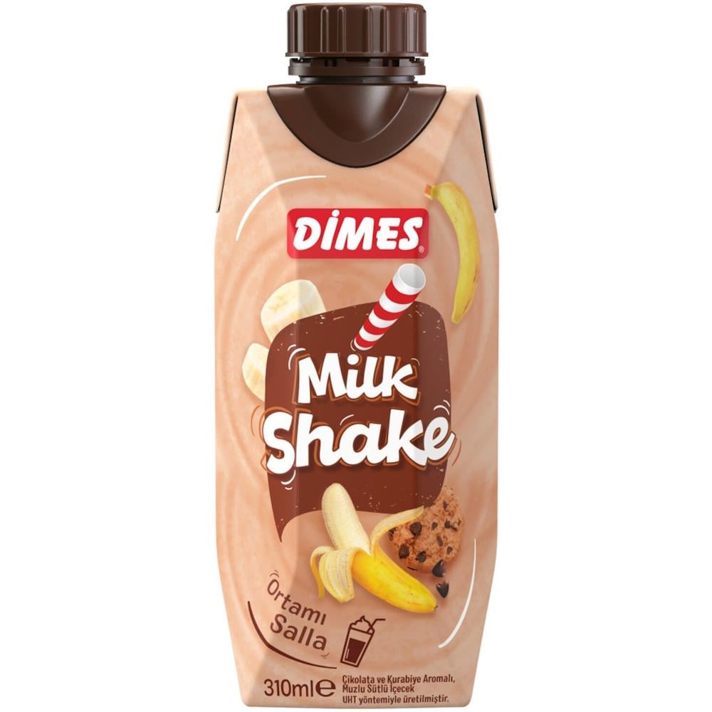 Dimes Milk Shake Çikolata Ve Kurabiye Aromalı Muzlu İçecek 310 ml