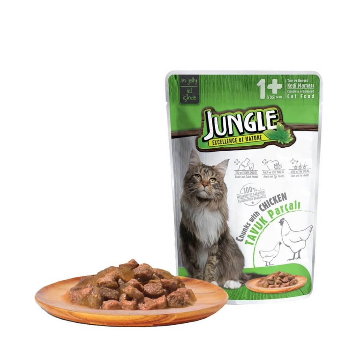 Jungle Pouch Jöleli Tavuk Etli Yaş Kedi Maması 100 Gr
