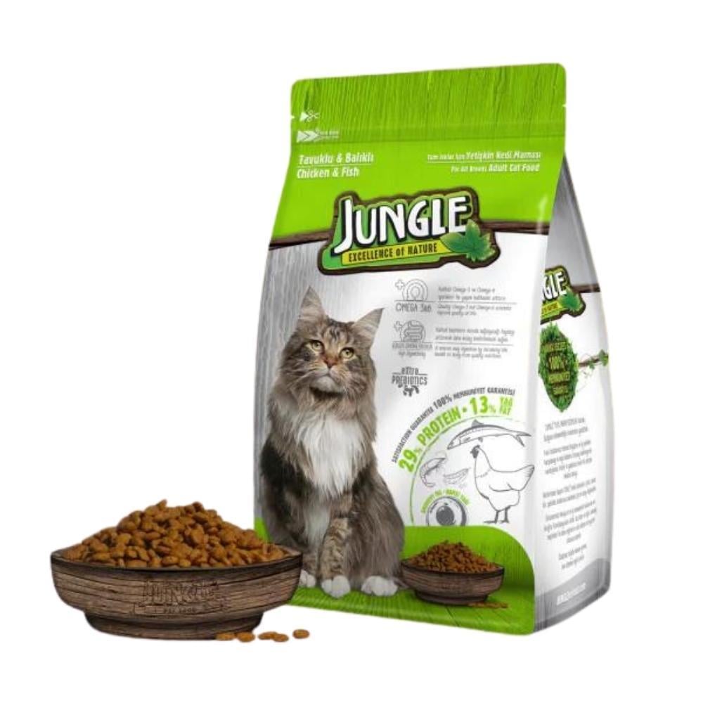 Jungle Yetişkin Kedi Maması Tavuklu Balıklı 1500g