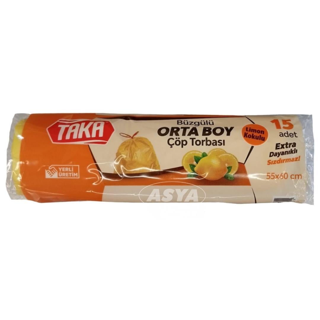 Taka Orta Boy Büzgülü Çöp Torbası 15 Adet