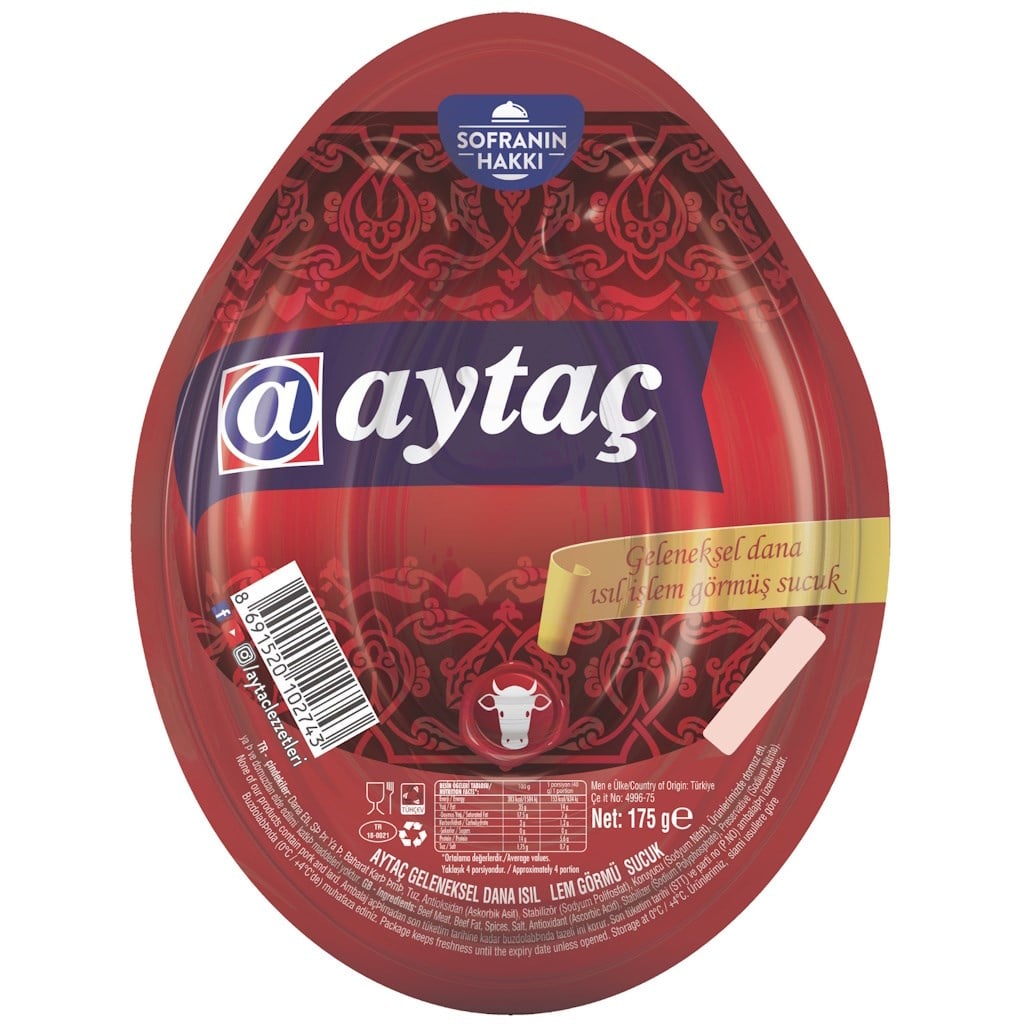 Aytaç Çiftlik Dana Kangal Sucuk 175g Isıl İşlem Görmüş Sucuk