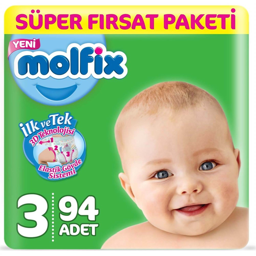 Molfix Reklamaamazon Molfix 3 numara 94 Adet Süper Fırsat Paket
