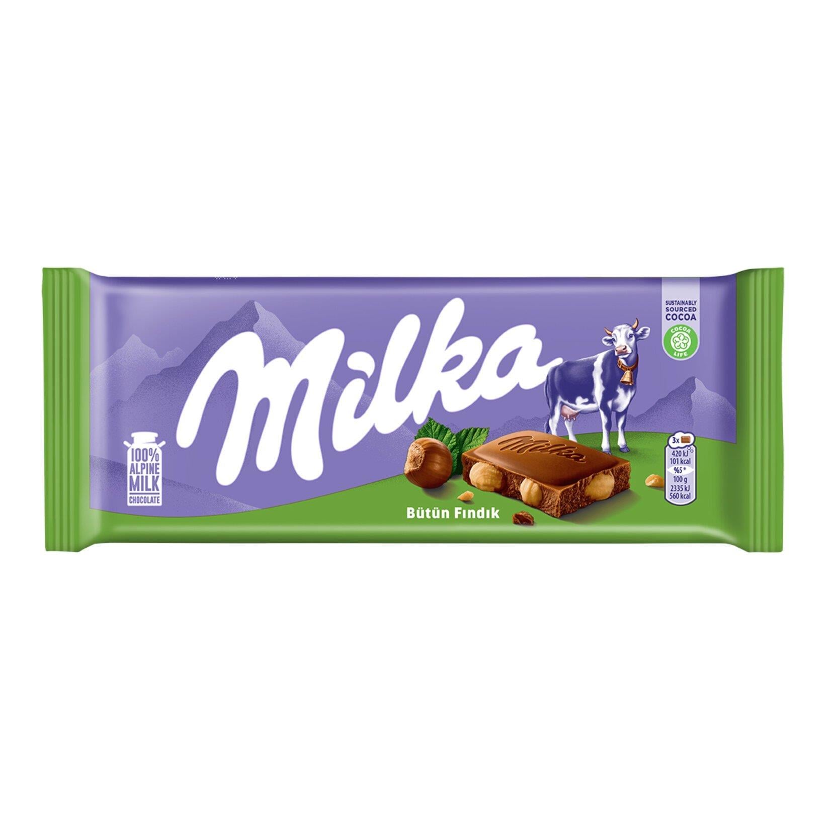MILKA TABLET 90 GR BÜTÜN FINDIKLI FL. *22