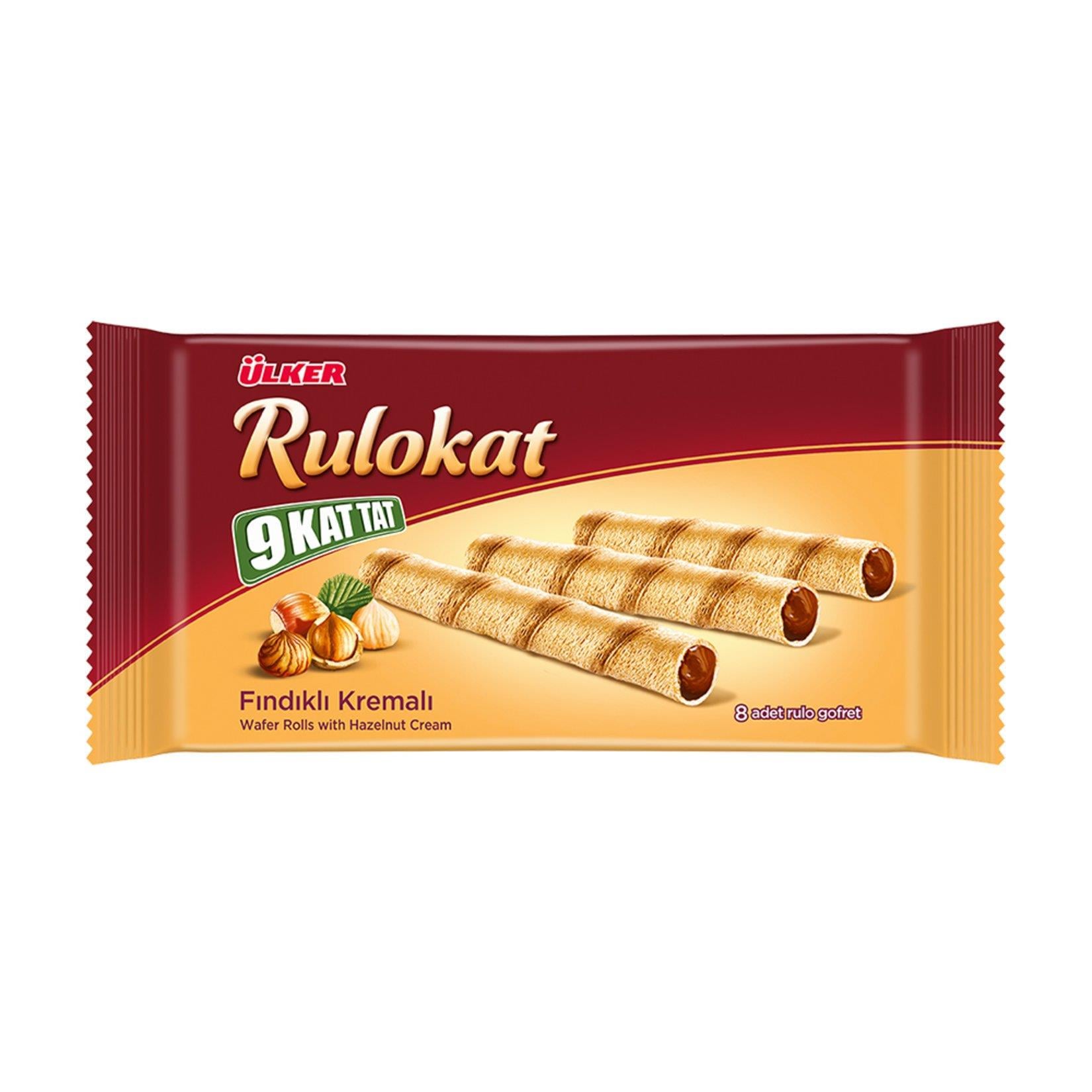 Ülker Rulokat 9 Kat Kat Fındıklı Kremalı 8 Adet Rulo Gofret  42 g