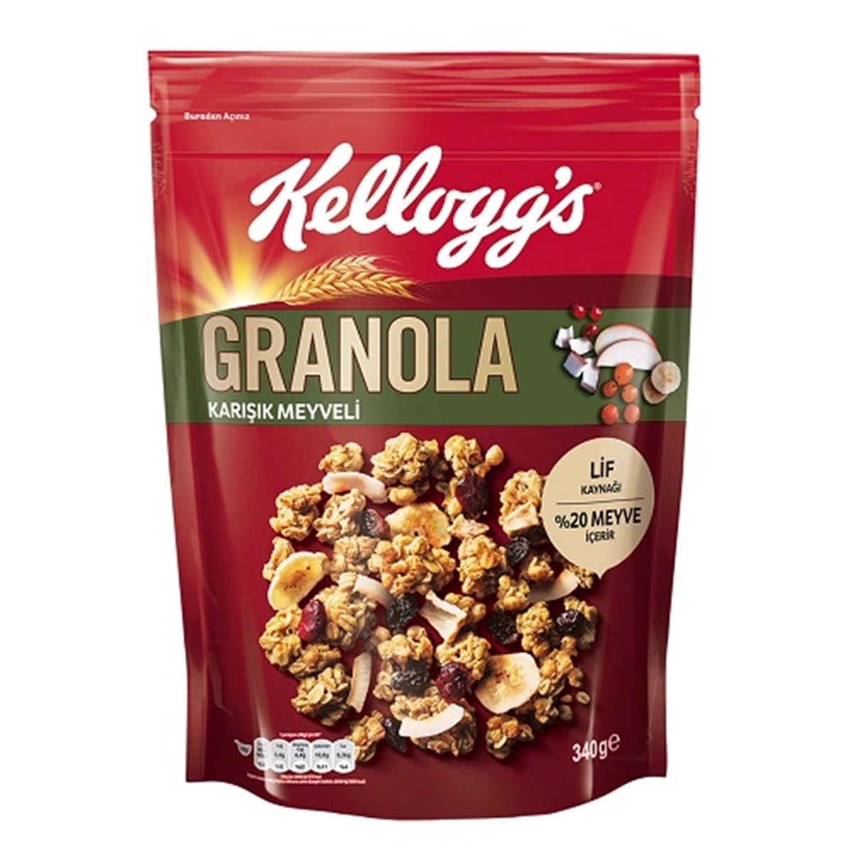ÜLKER KELLOGS GRANOLA MEYVELI 340 GR 1*10