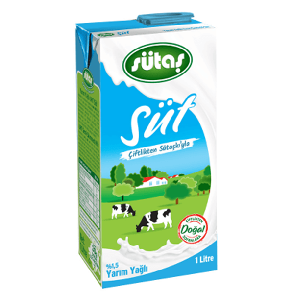Sütaş 1L Süt Yarım Yağlı %1,5 Yağlı