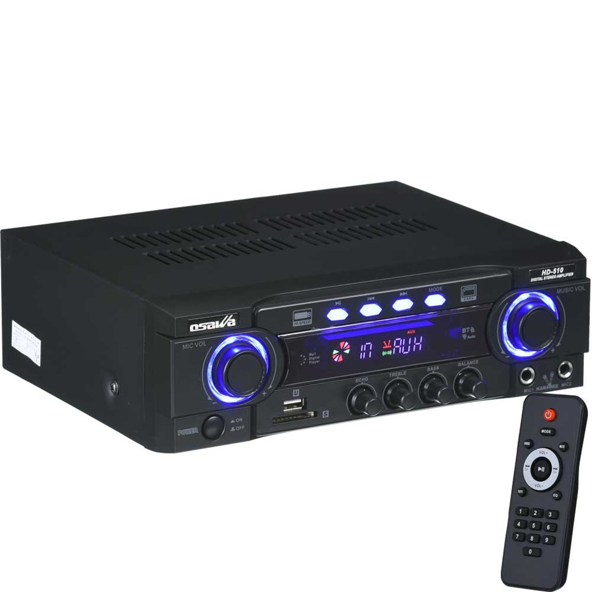 OSAWA 2X100W USB-SD 2 Mikrofon Girişli Stereo Mixer Amfi HD-510