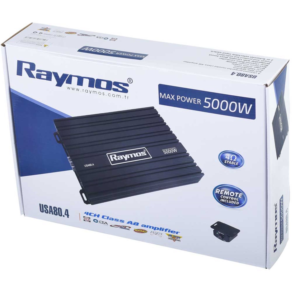 RAYMOS 4 Kanal 5000W Bass Kontrollü Oto Amfi RYM-USA-80.4