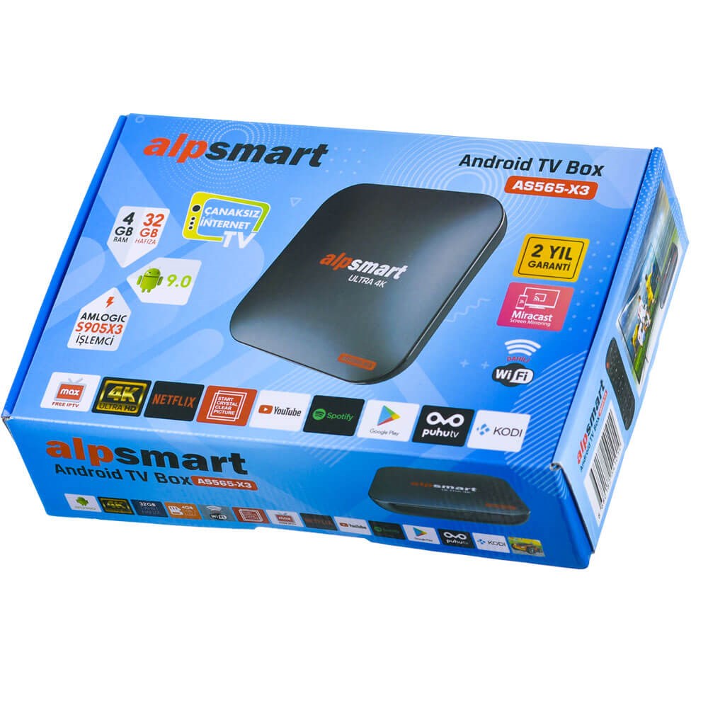 ALPSMART 4K - 4GB Ram - 32GB Hafıza Android TV BOX AS565-X3