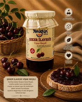 Yenigün Şeker İlavesiz Vişne Reçeli380Gr
