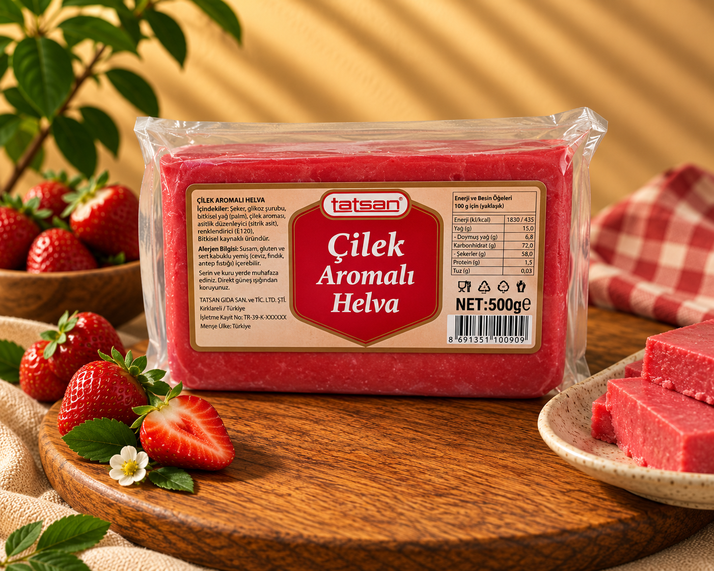 Çilekli Helva 500 Gr