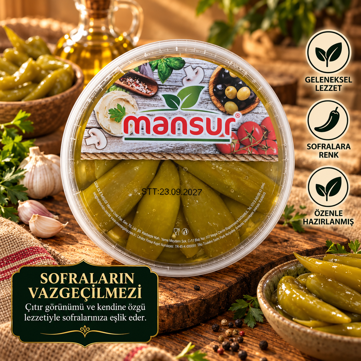 Peynir Dolgulu Yeşil Biber 500 Gr