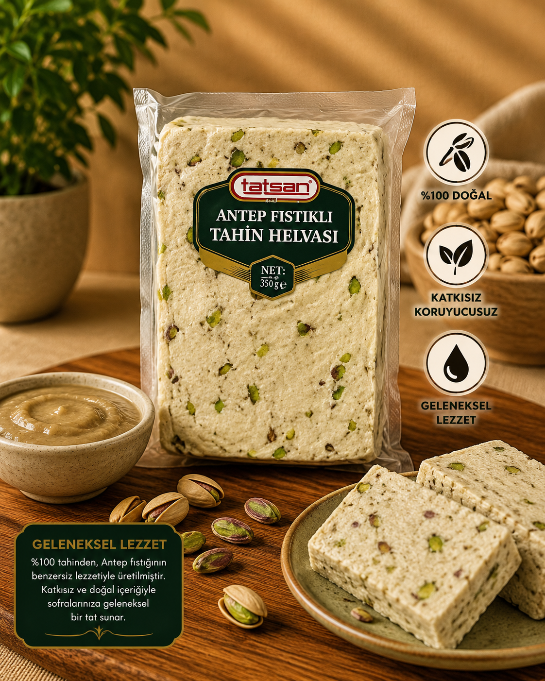 Tatsan Antep Fıstıklı Tahin Helvası ( 350 Gr )