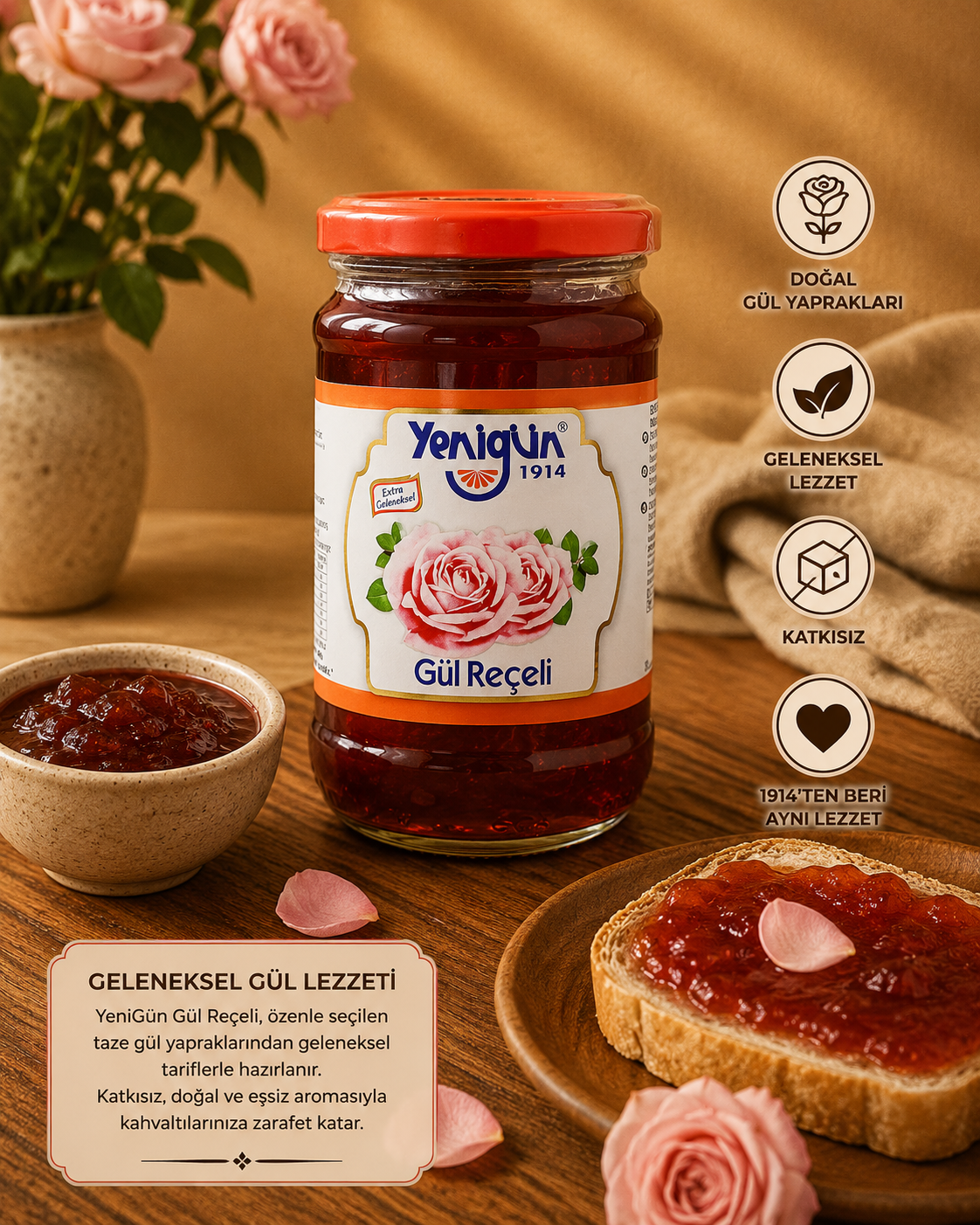 Yenigün Gül Reçeli 380 Gr