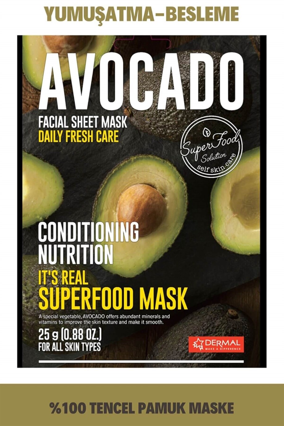 Dermal It's Real Superfood Avokado Pürüzsüzleştirici Yüz Maskesi 25 Gr