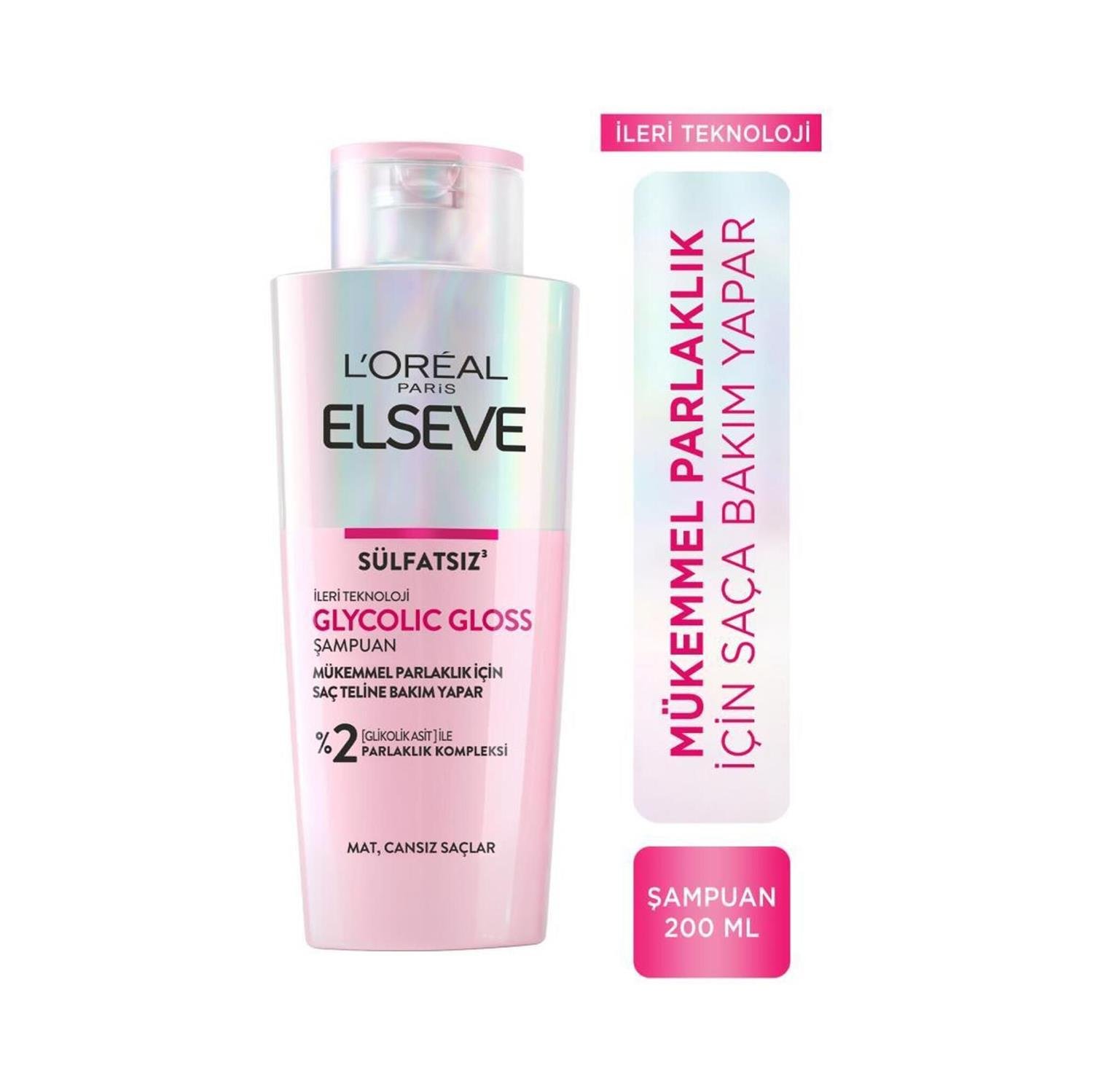 Elseve - Elseve Glycolic Gloss Mükemmel Parlaklık için Bakım Yapan Şampuan 200 Ml