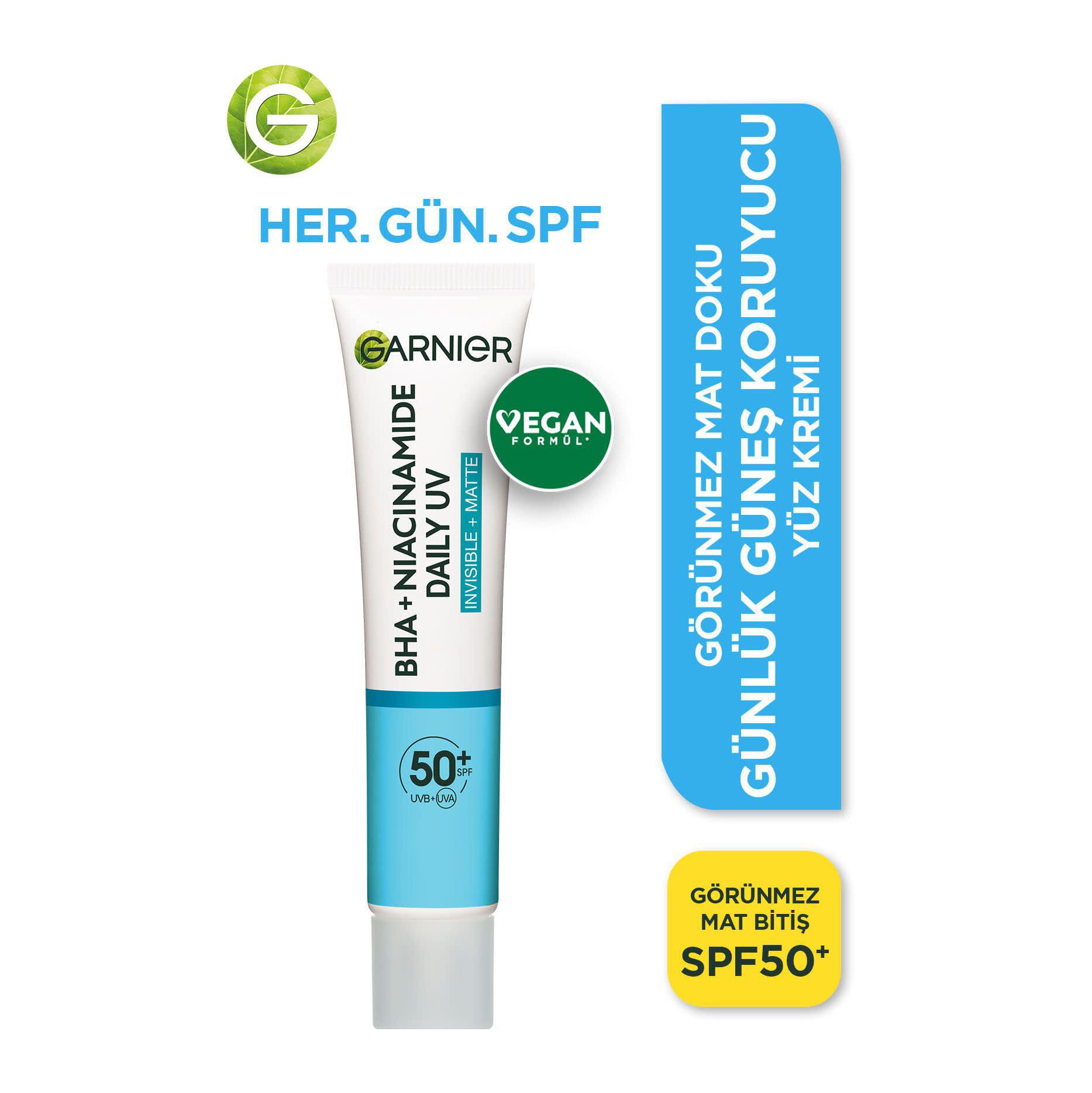 Garnier - Garnier Saf ve Temiz Bha Niasinamid Günlük Güneş Koruyucu Fluid Yüz Kremi Spf50 40 Ml