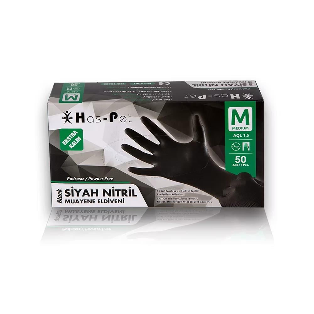 Haspet - Haspet Eldiven Nitril Pudrasız M Siyah 