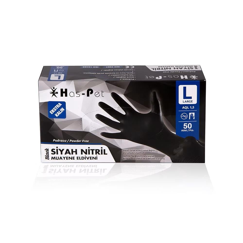 Haspet - Haspet Eldiven Nitril Pudrasız L Siyah  