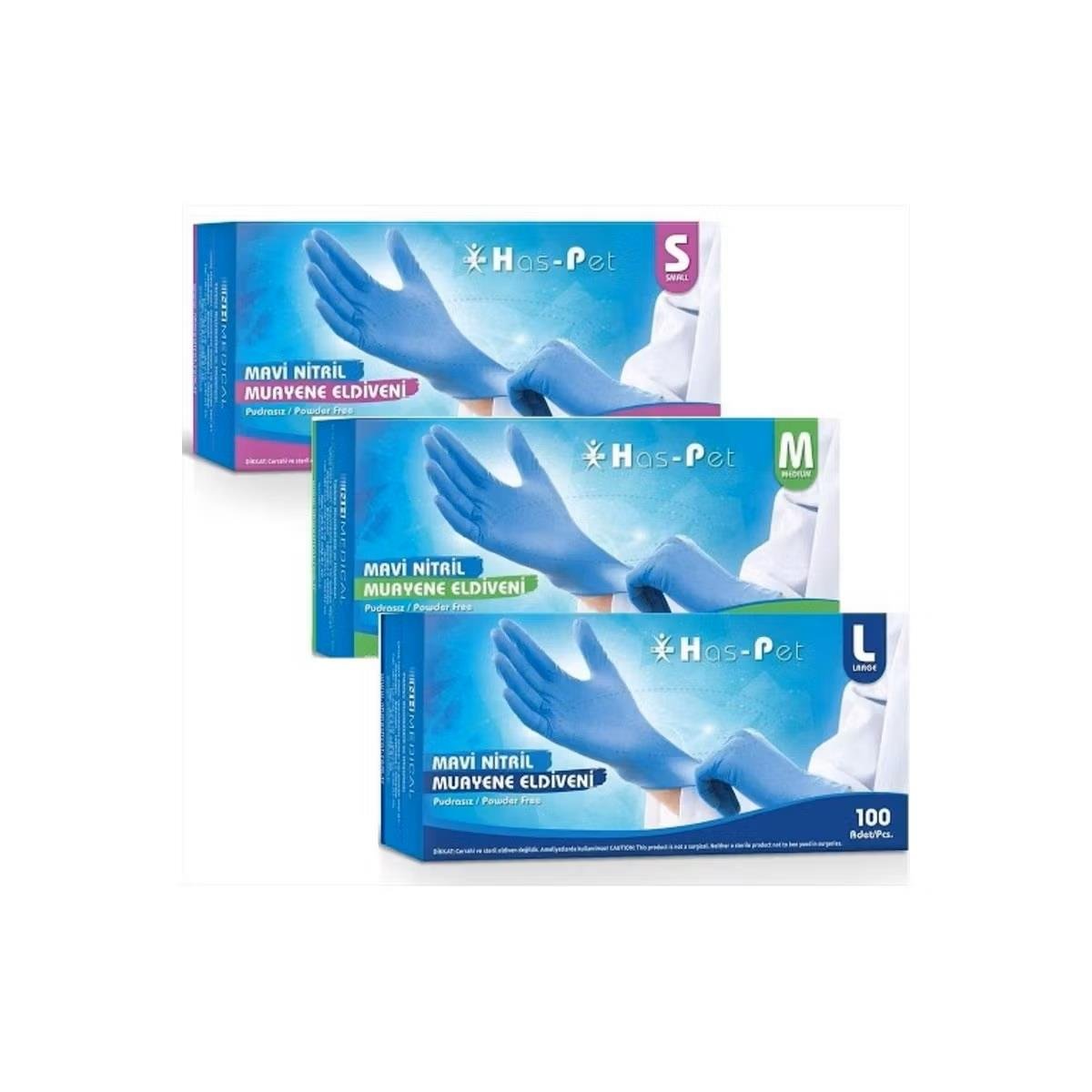 Haspet - Haspet Nitril Eldiven Pudrasız Mavi S Beden