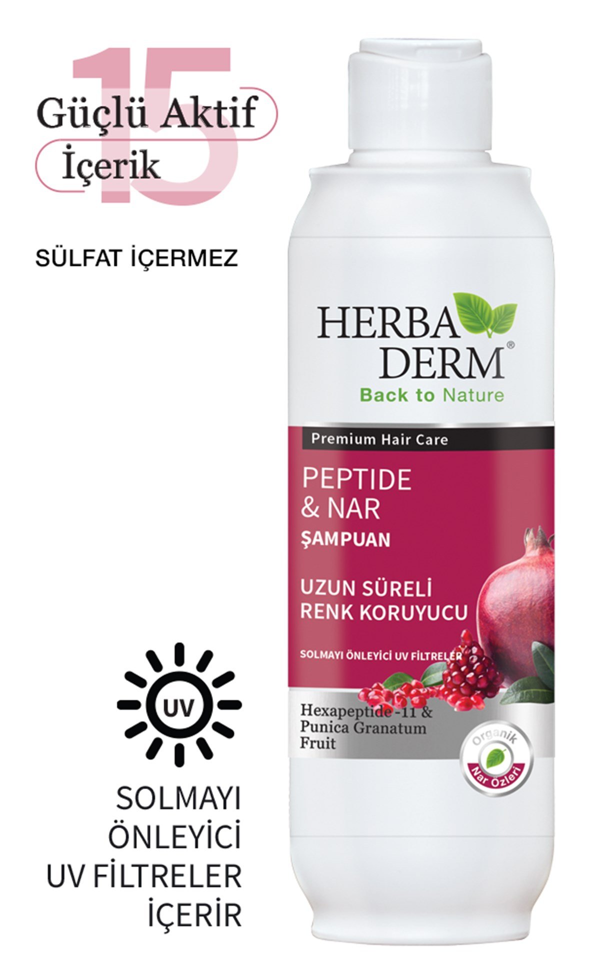 HERBADERM ŞAMPUAN PEPTİDE&NAR RENK KORUYUCU 330 ML