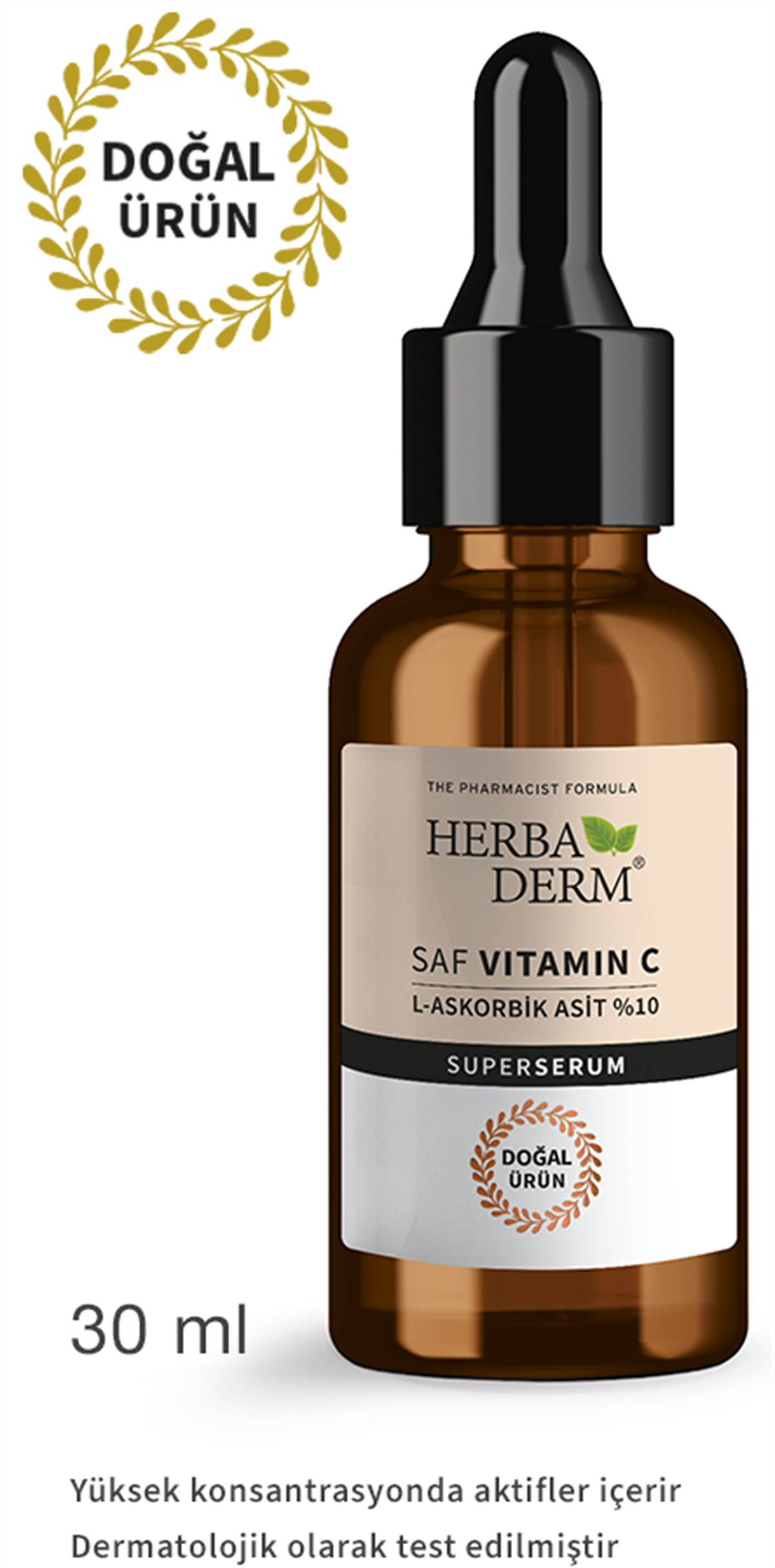HERBADERM SERUM SAF VİTAMİN C L-ASCORBİK ASİT %10 30 ML