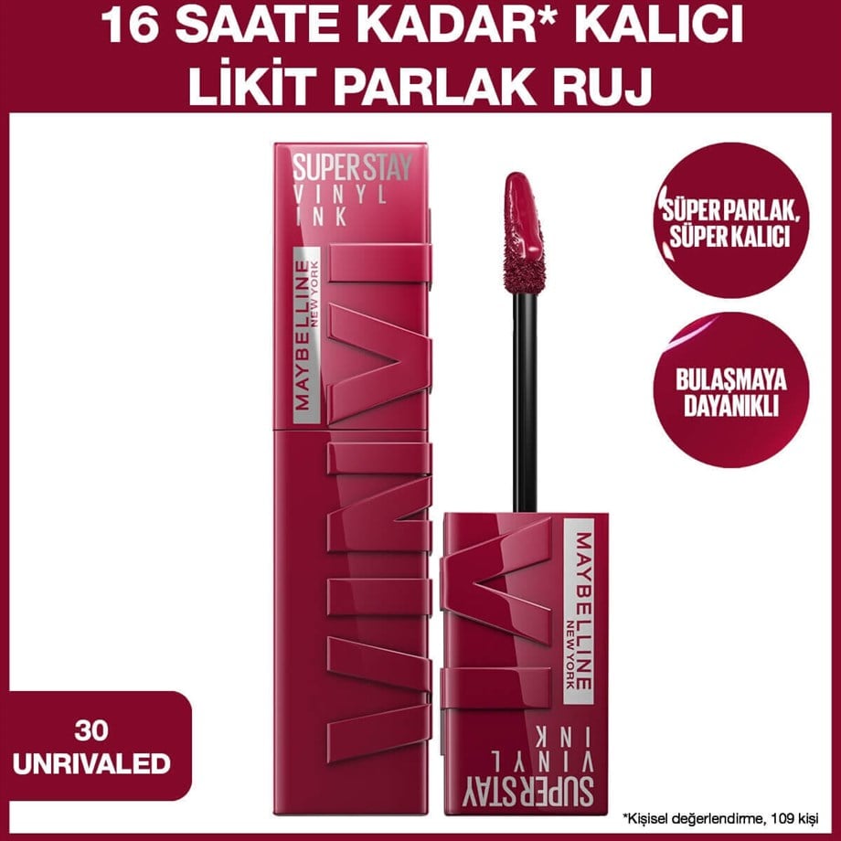 Maybelline New York Vinyl Ink Ruj - Unrivaled 30