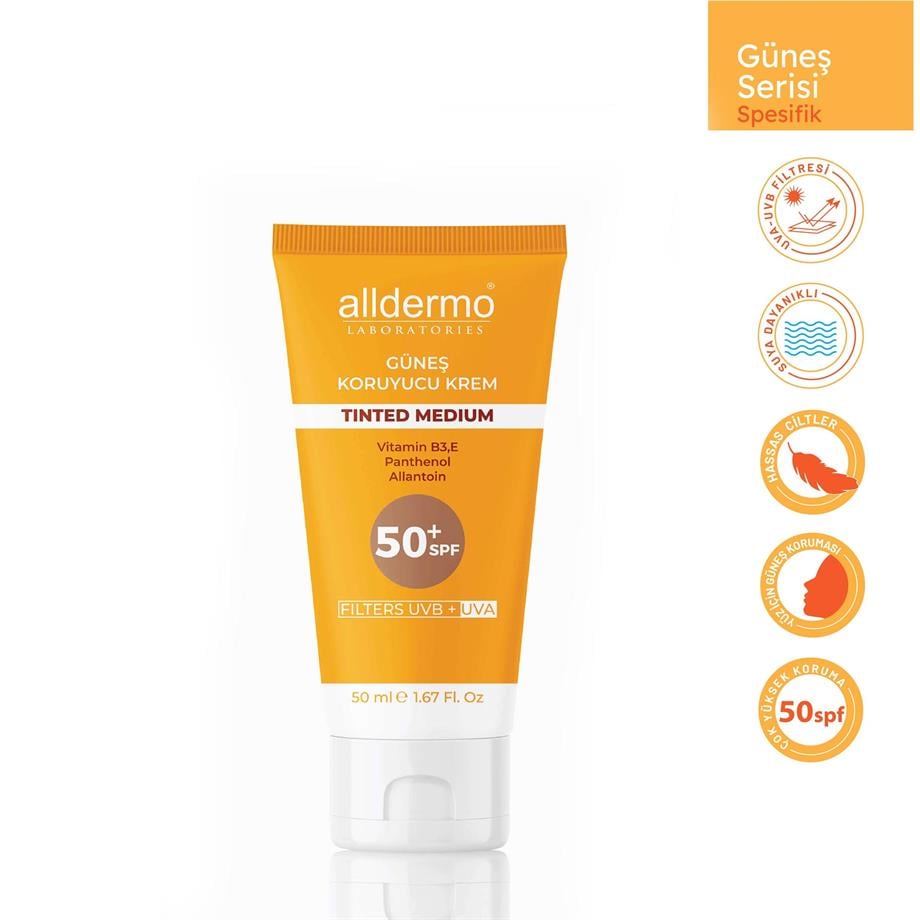 Alldermo - ALLDERMO GÜNEŞ KORUYUCU KREM TINTED MEDIUM SPF50+ 50 ML