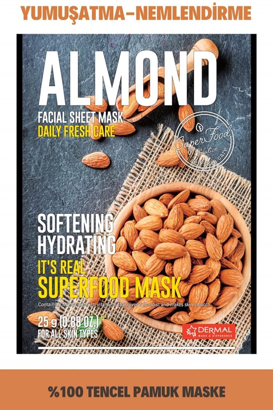 Dermal It's Real Superfood Badem E Vitaminli Nemlendiricili Yüz Maskesi 25 Gr