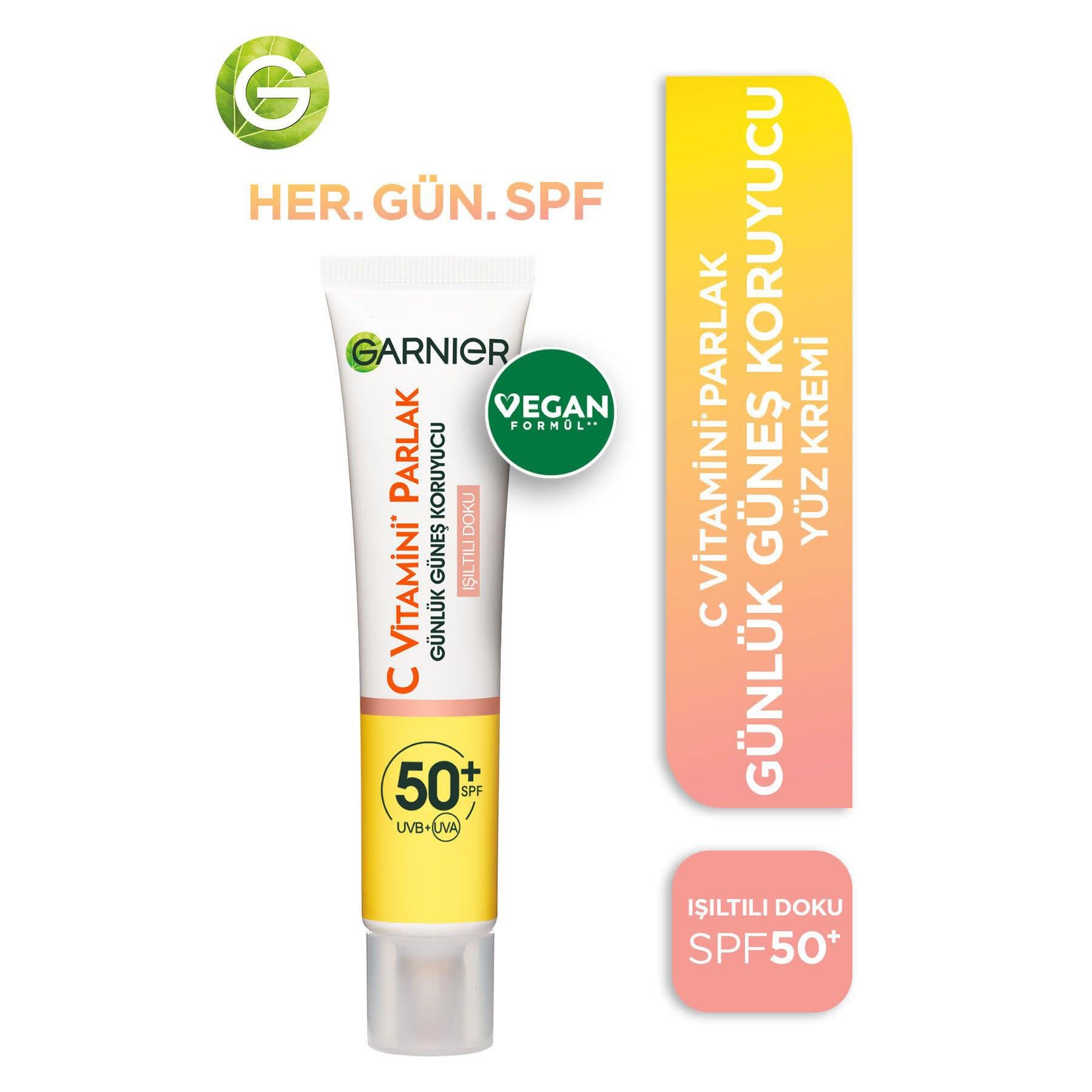 Garnier - Garnier C Vitamini Parlak Günlük Uv Korumalı Güneş Yüz Kremi Spf50 Işıltılı Doku 40 Ml