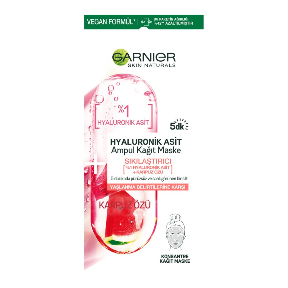 GARNIER KAĞIT MASKE AMPÜL HYALURONİC ASİD KARPUZ
