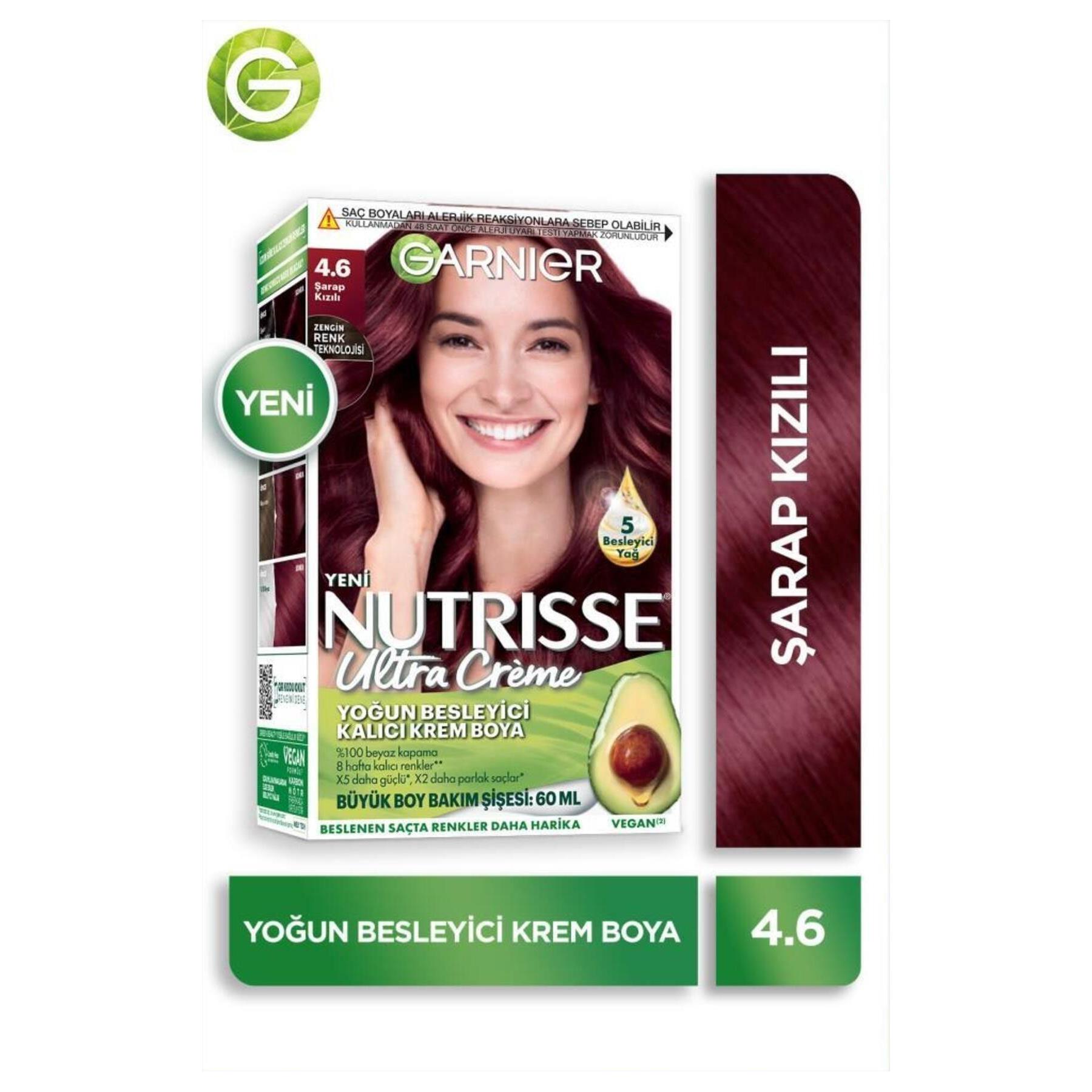 Garnier - GARNIER SAÇ BOYASI NUTRİSSE ULTRA CREME 4.6 ŞARAP KIZILI