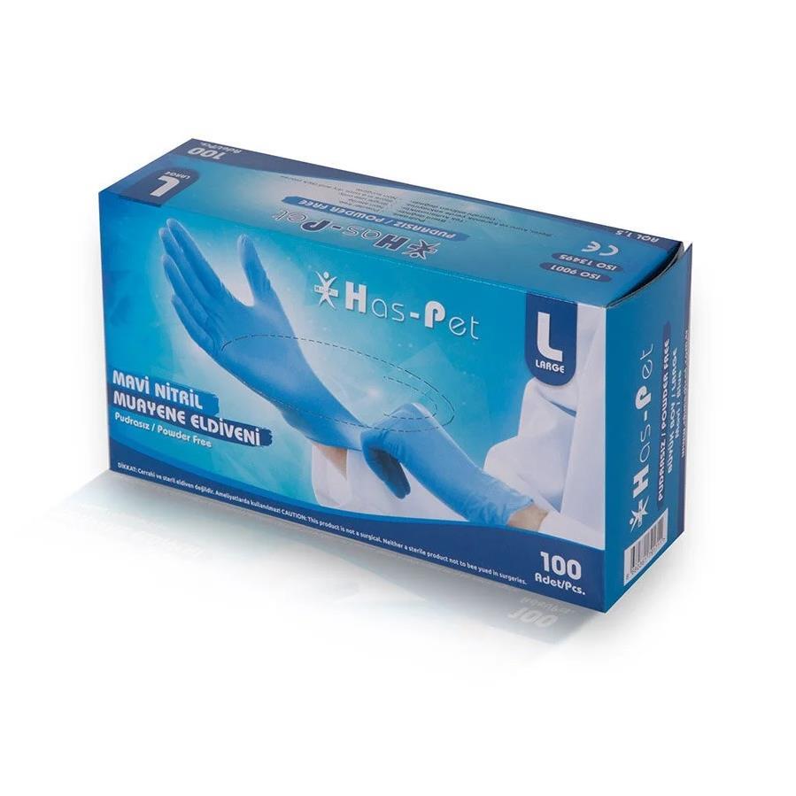 Haspet Eldiven Nitril - Haspet Nitril Pudrasız Eldiven Mavi