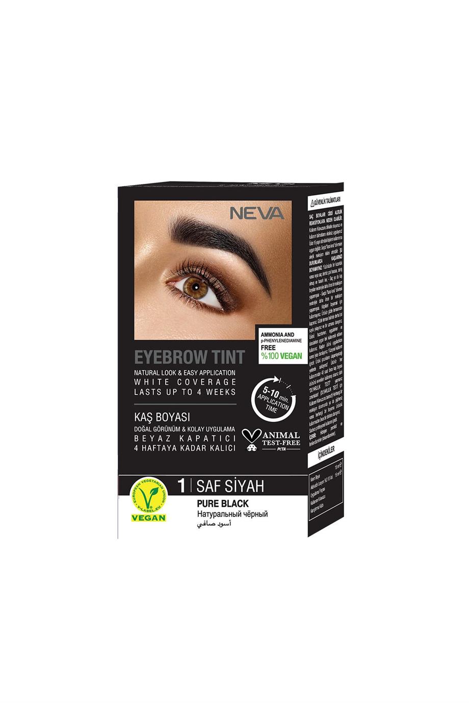 Neva Eyebrow Tint Vegan Kaş Boyası Seti 1 Saf Siyah