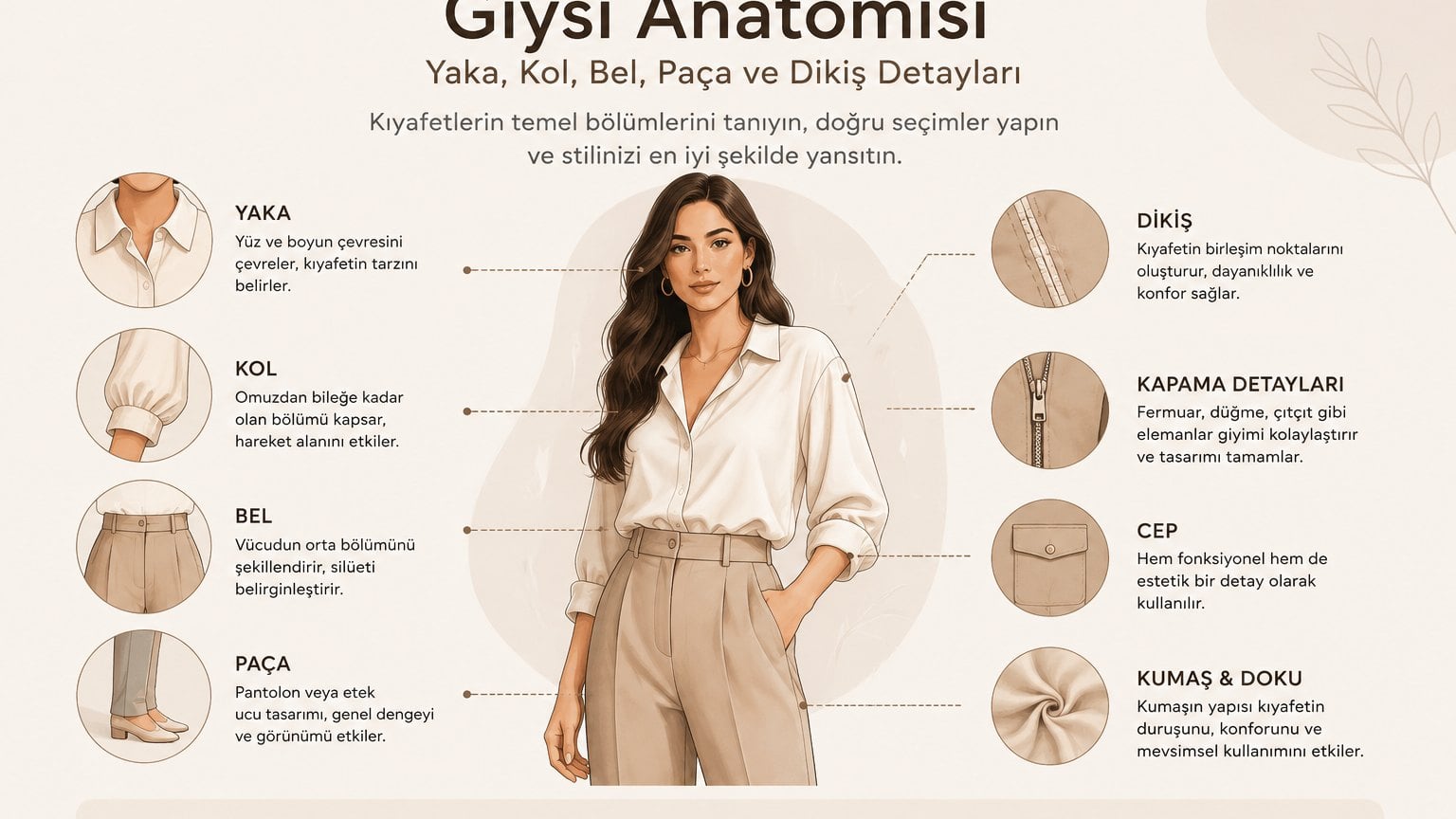 Giysi anatomisi,yaka kol,bel paça ve dikiş detayları,kadın giyim rehberi
