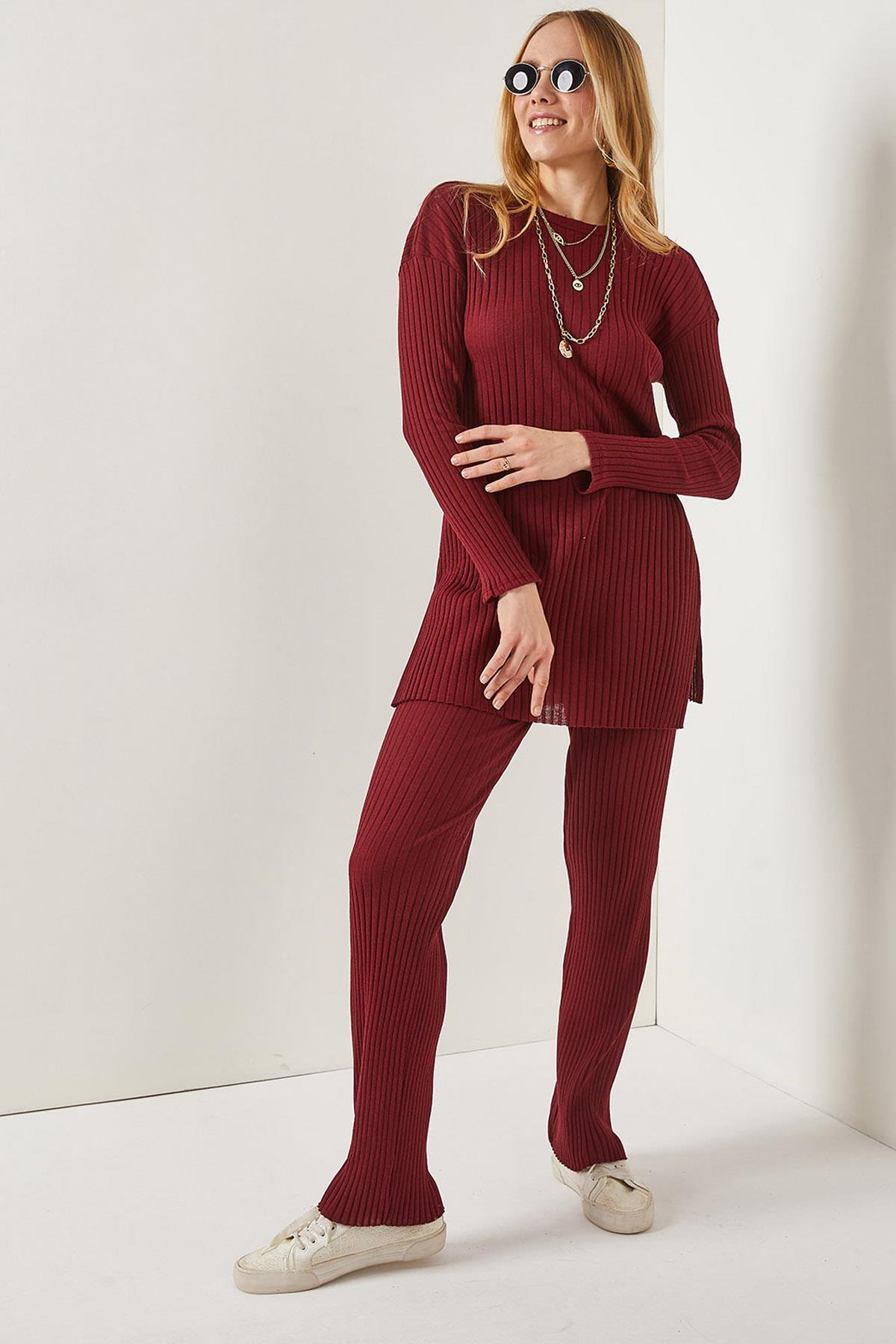 Fitilli Alt Üst Takım Bordo
