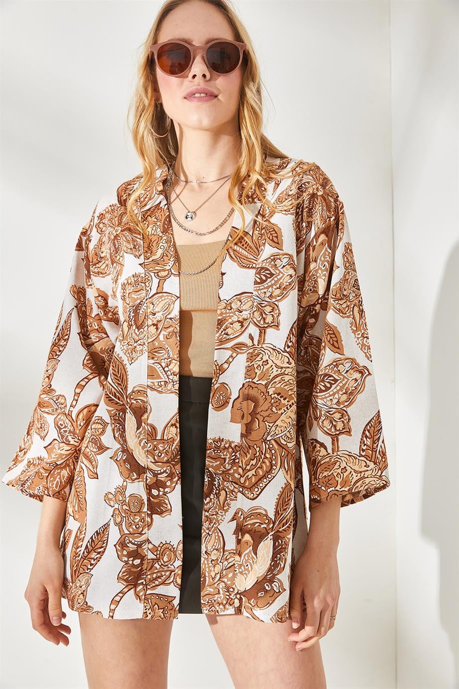 Salaş Dokuma Kimono Taba Taş