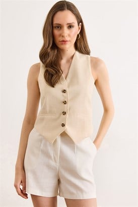 Astarlı Keten Yelek Taş