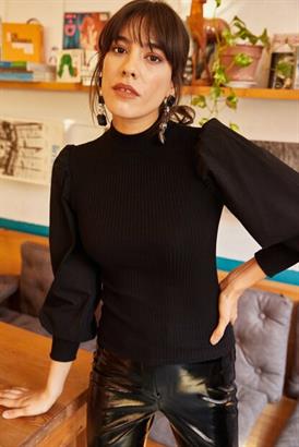 Balon Kol Bluz Siyah