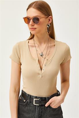 Çıtçıtlı Kaşkorse Bluz Taş