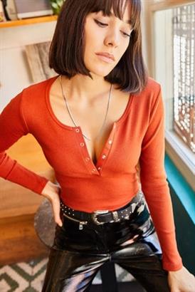 Patlı Kaşkorse Bluz Kiremit