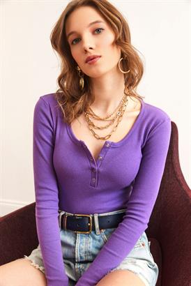 Patlı Kaşkorse Bluz Mor