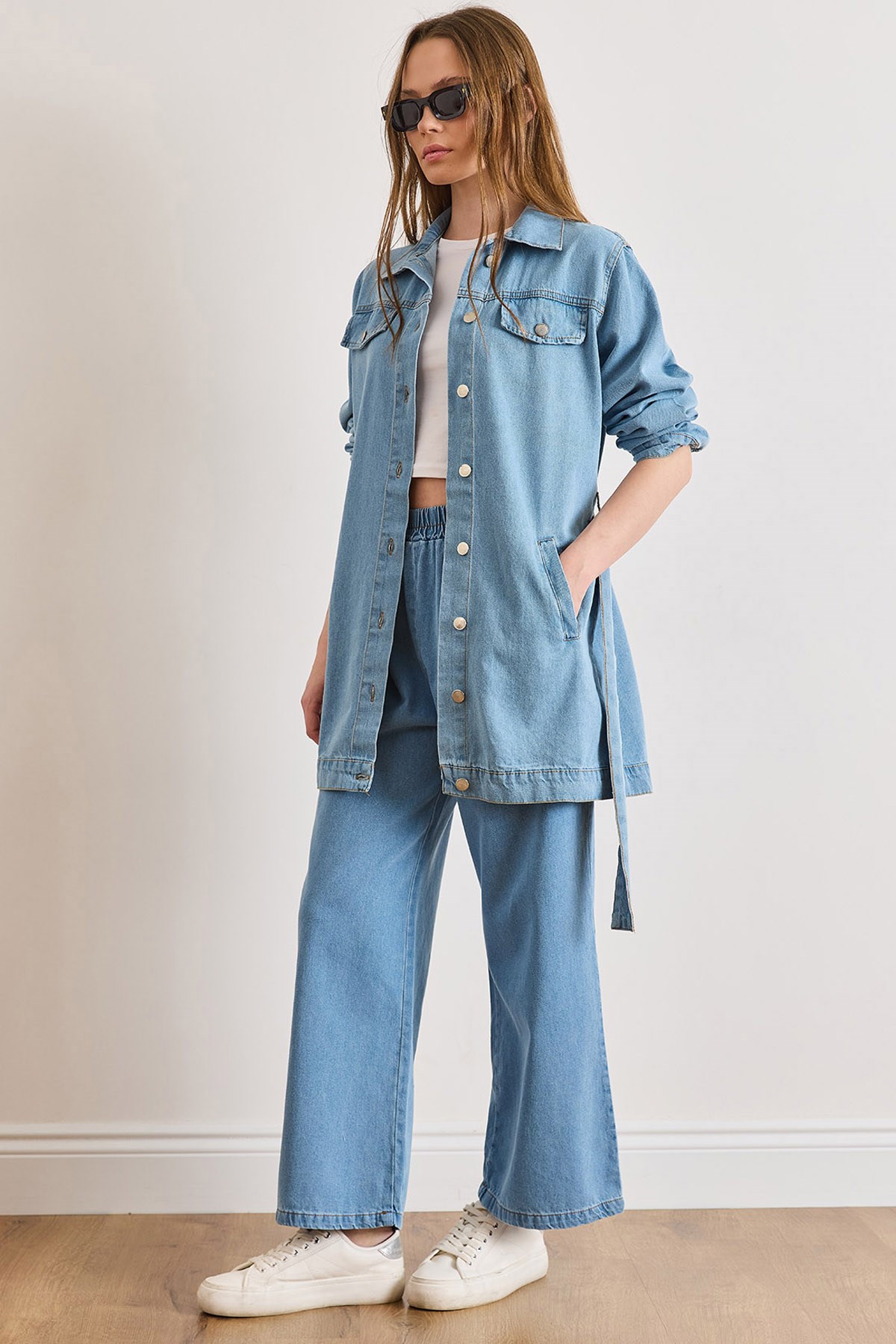 Alt Üst Denim Takım Açık Mavi