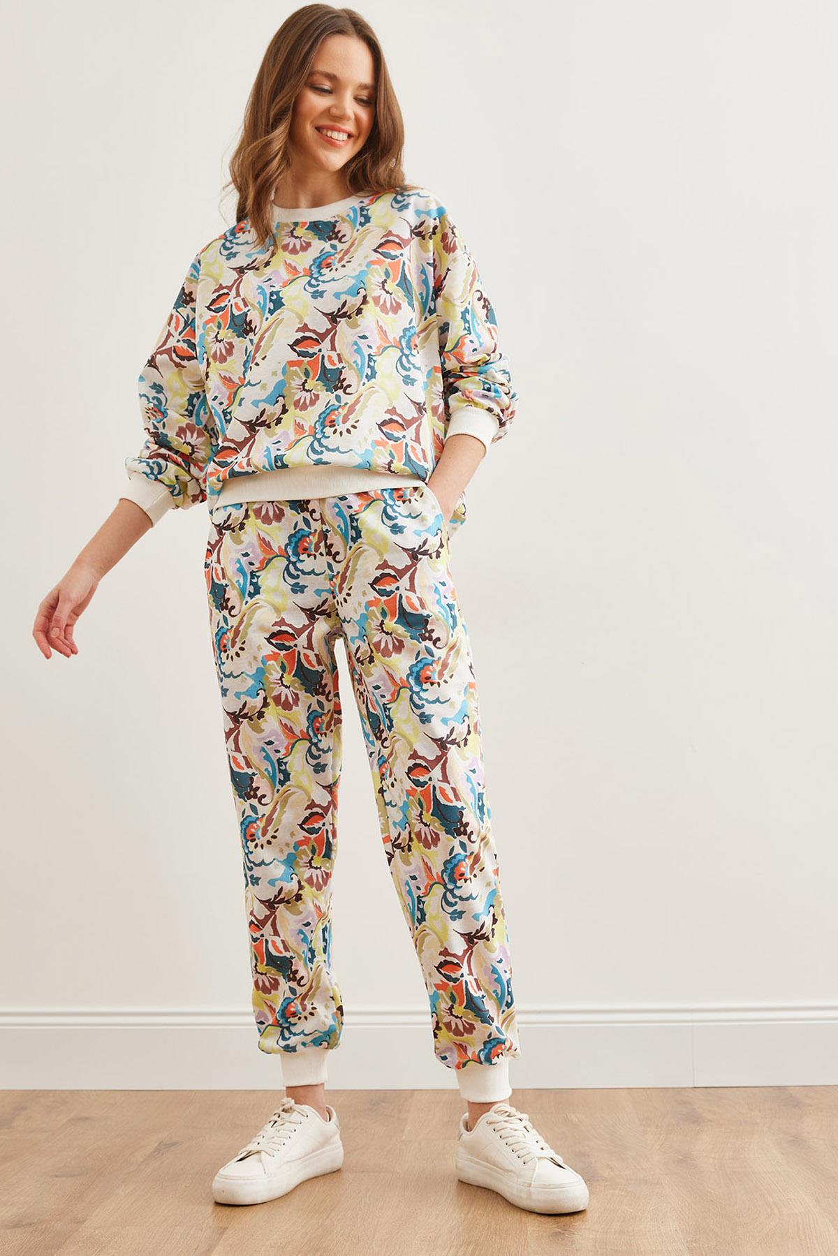 Basic Eşofman Takımı Sulu Boya Ekru