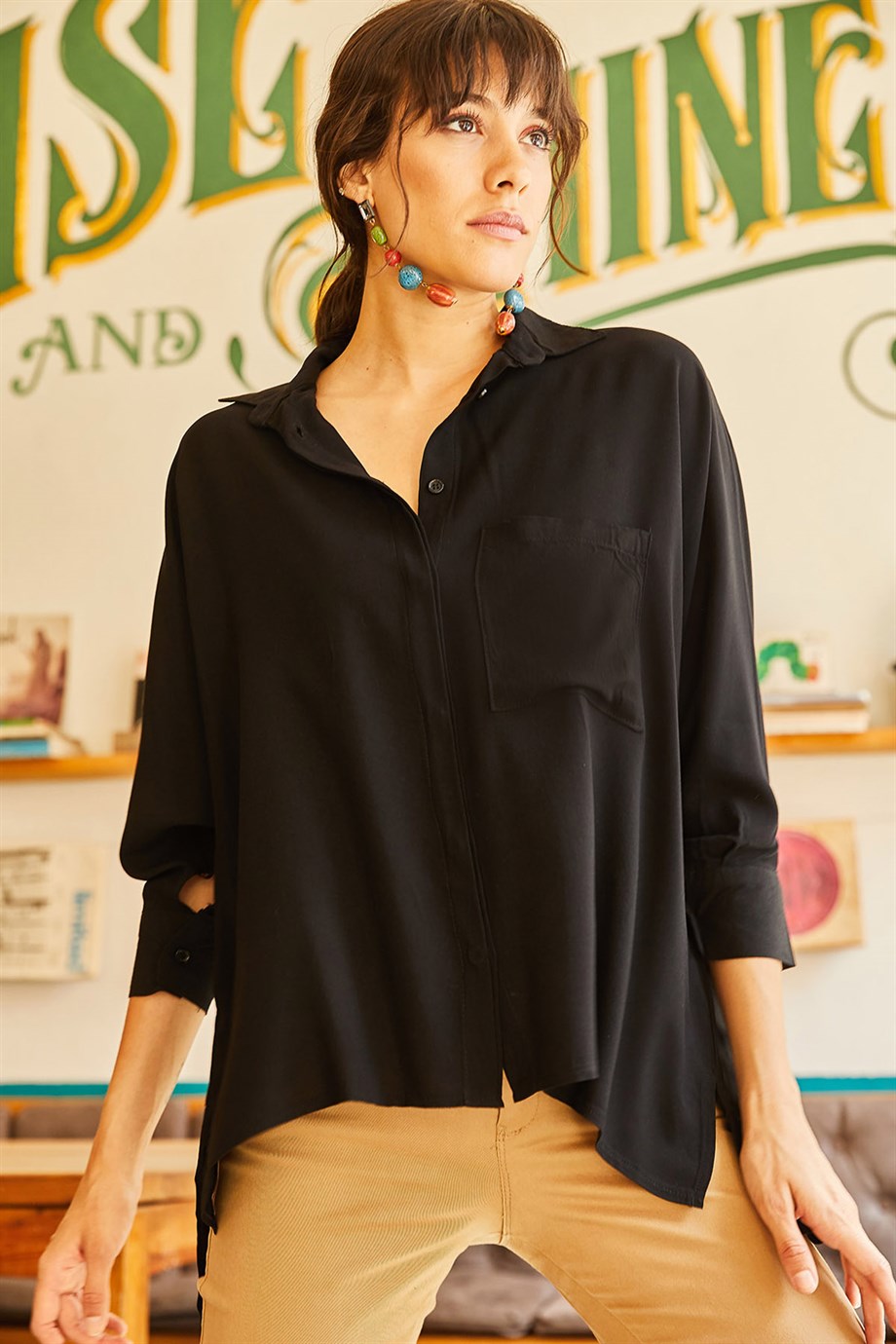 Cepli Salaş Gömlek Siyah